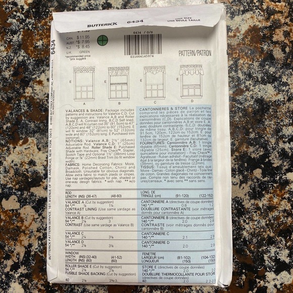 Butterick 6434 Waverly Valances Shades Home Decor Sewing Pattern Uncut - Picture 2 of 4